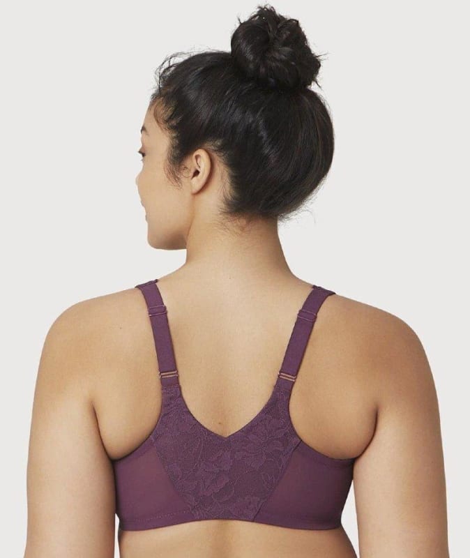 Glamorise Front-Close Lacey WonderWire Bra - Plum Bras