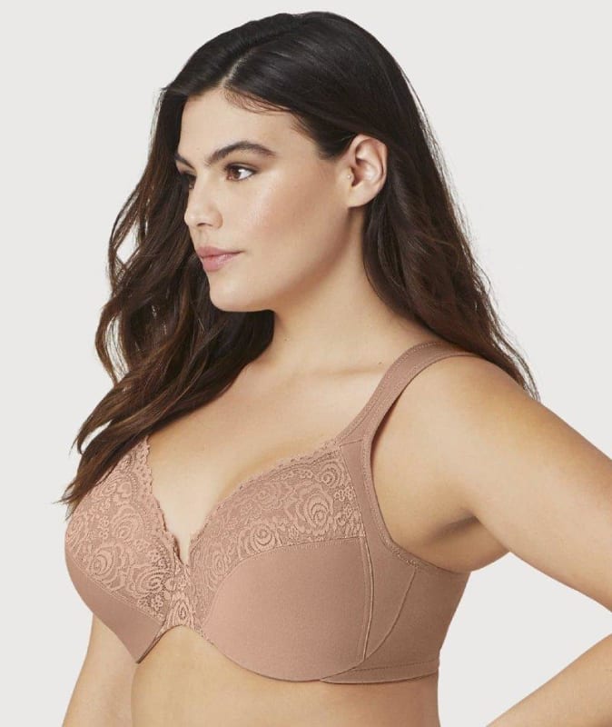 Glamorise Low Cut WonderWire Lace Bra - Cappuccino Bras