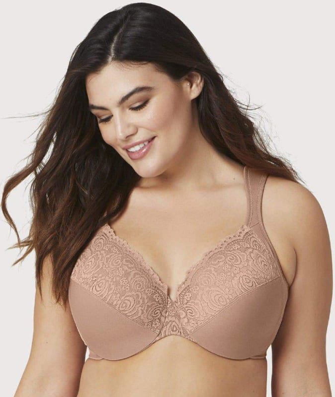 Glamorise Low Cut WonderWire Lace Bra - Cappuccino Bras
