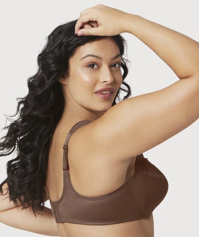 Glamorise Low Cut WonderWire Lace Bra - Mocha Bras