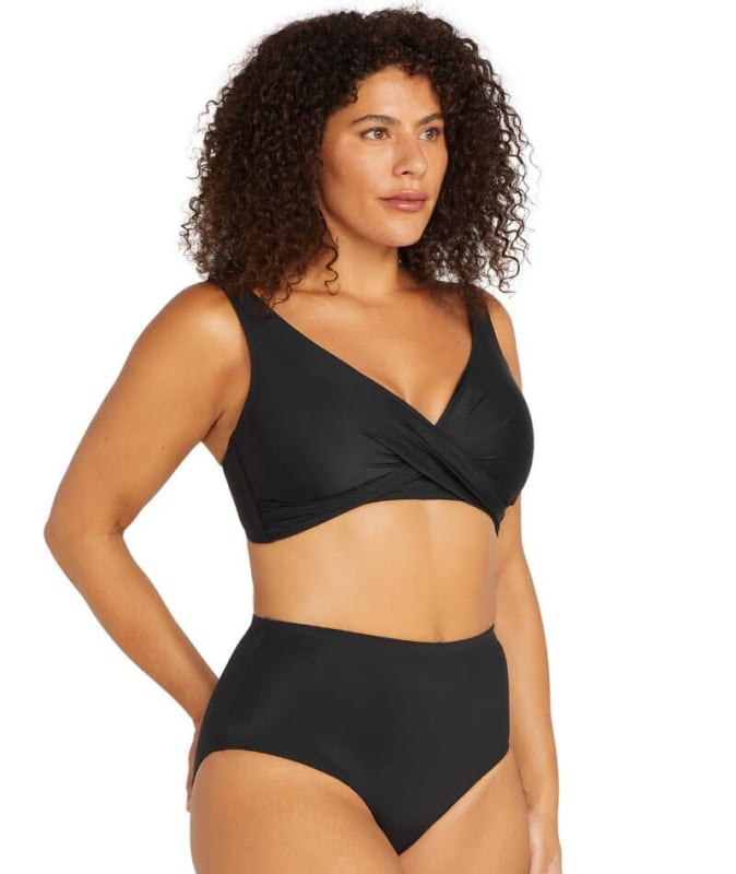 Artesands Recycled Hues Delacroix Cross Front D-G Cup Bikini Top - Black Swim