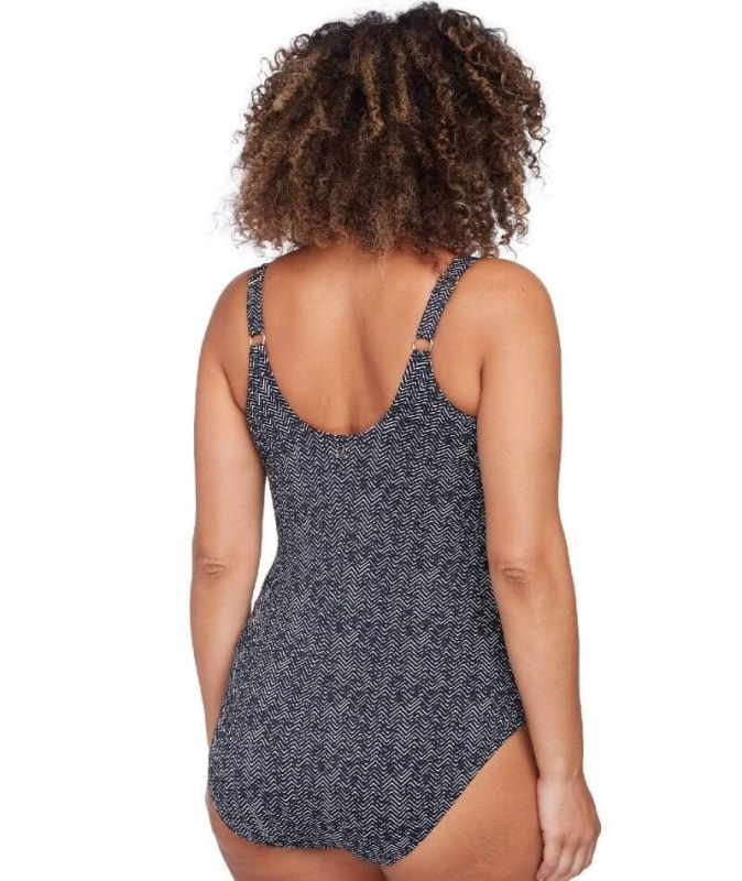 Artesands Zig Zag Delacroix Cross Front D-G Cup One Piece Swimsuit - Black Swim