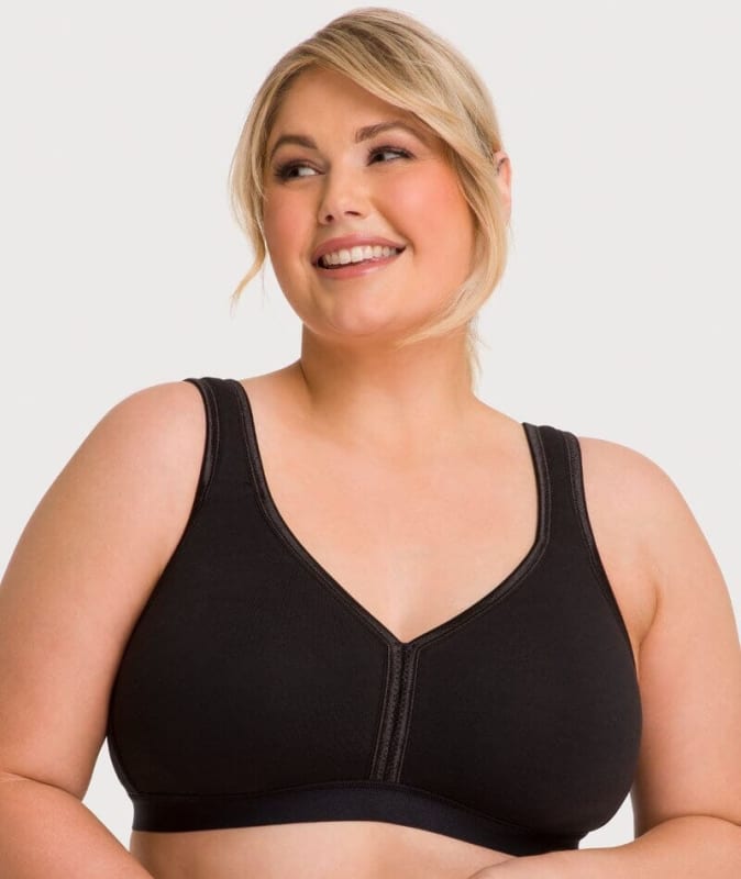 Ava & Audrey Faye Cotton Wire-free Support Bra - Black Bras