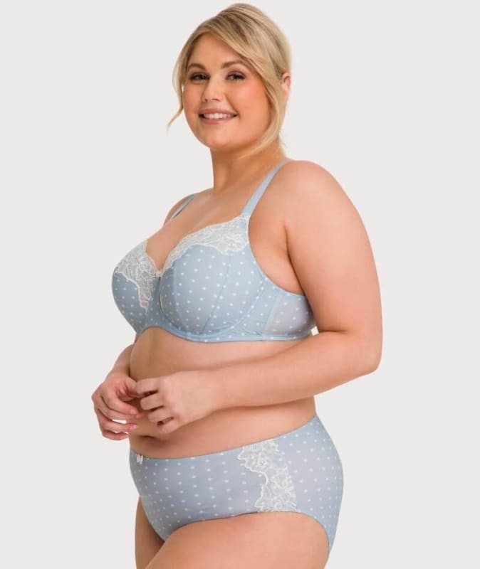 Ava & Audrey Jacqueline Full Brief with Lace - Blue/Ivory Knickers