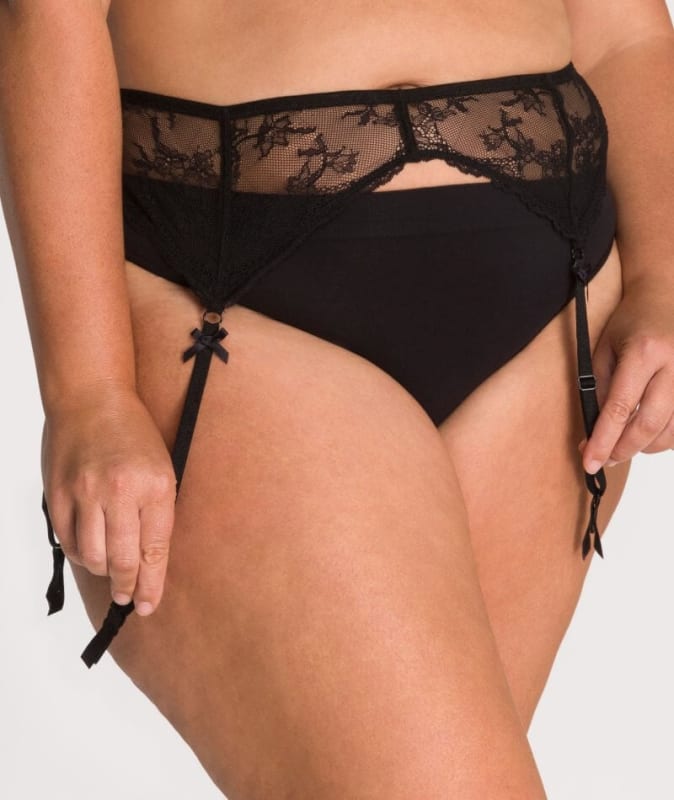 Ava & Audrey Candice Lace Garter - Black Knickers