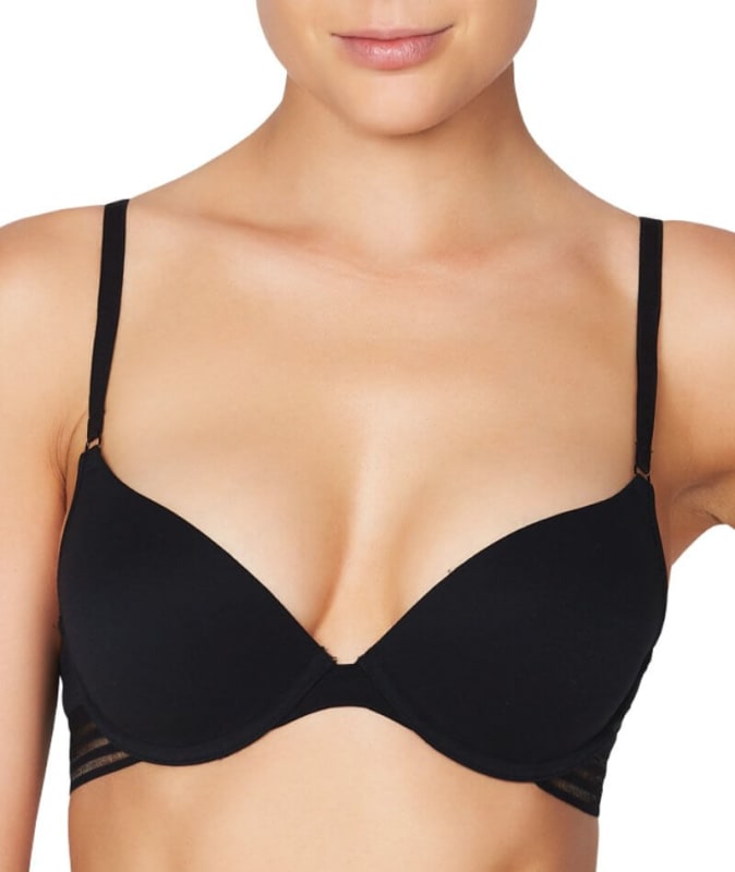 Me. by Bendon Stripe Elastic & Papertouch Demi Bra - Black Bras