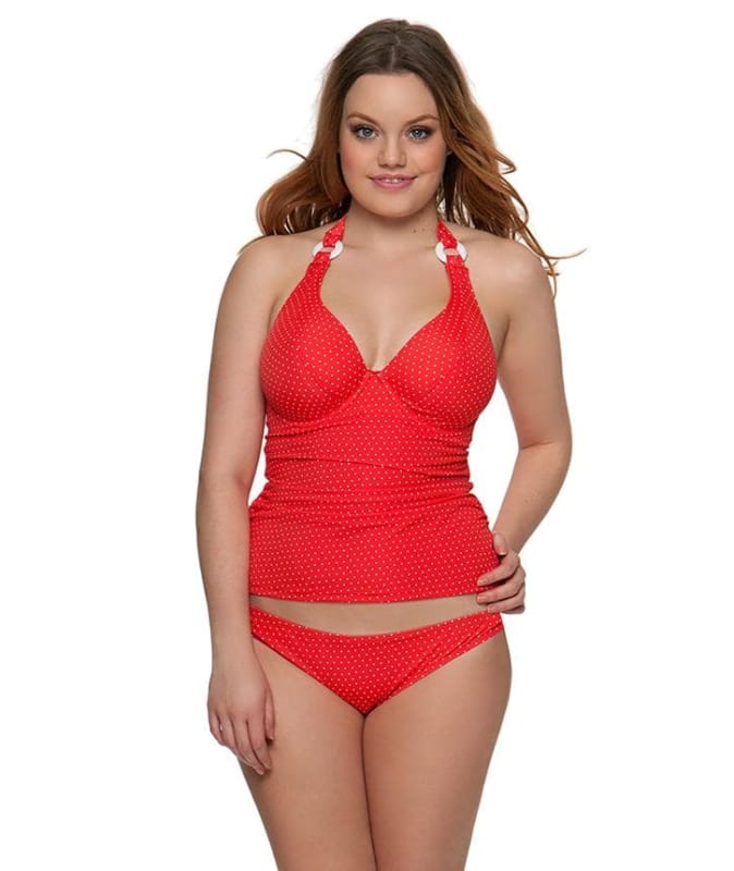 Curvy Kate Plain Sailing Ruched Back Brief - Flame Spot Swim