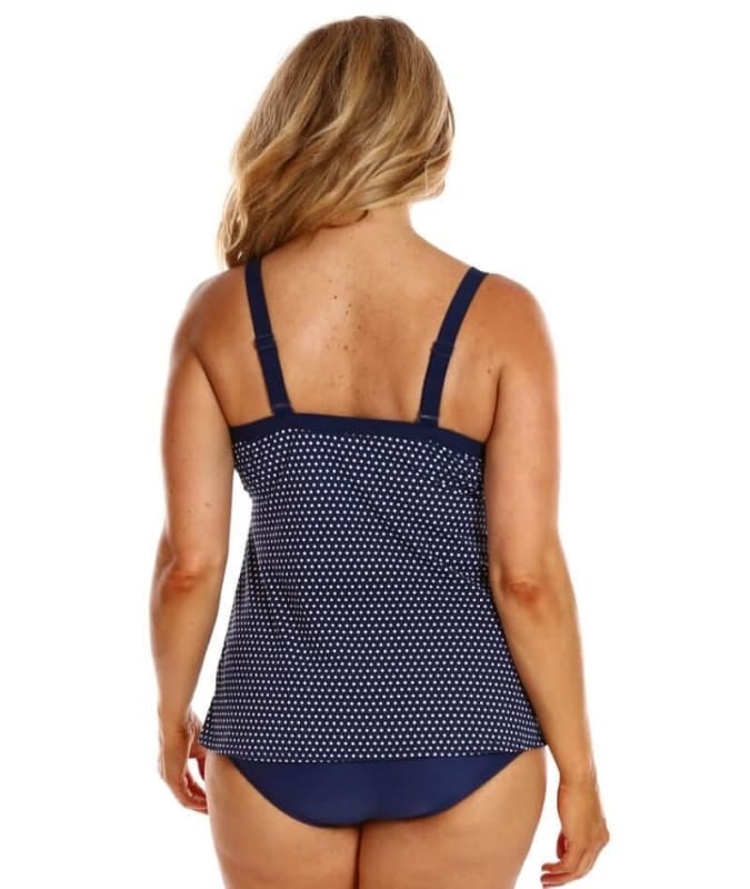 Capriosca Chlorine Resistant Underwire Tankini Top - Navy & White Dots Swim
