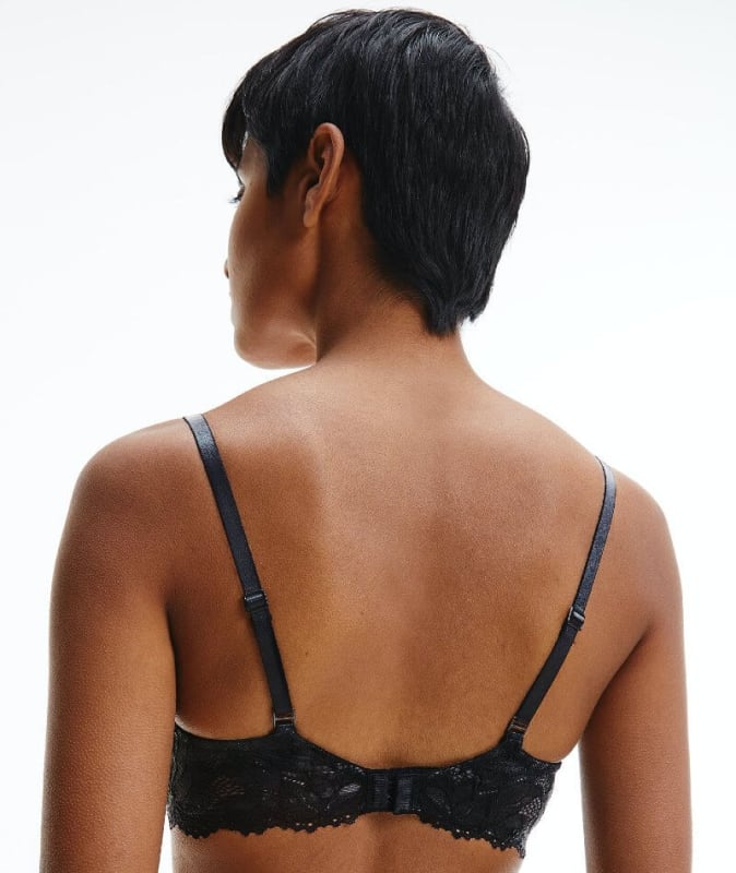 Calvin Klein Seductive Comfort Lotus Floral Full Coverage Bra - Black Bras