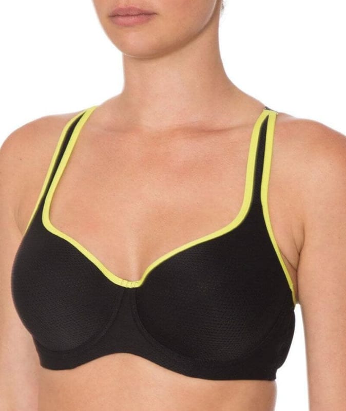 Triumph Triaction Racerback Sports Bra - Black/Green Bras 