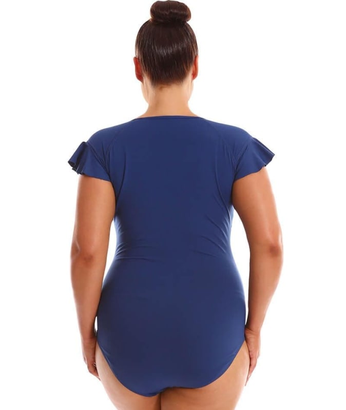 Capriosca Frill Zip One Piece - Navy Swim