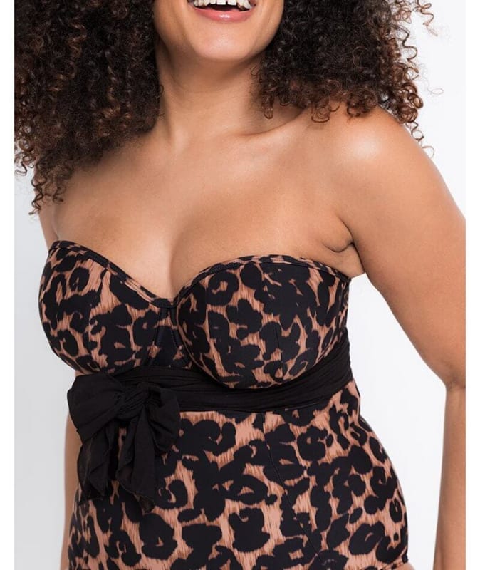 Curvy Kate Wrapsody Bandeau One Piece Swimsuit - Leopard Print Swim