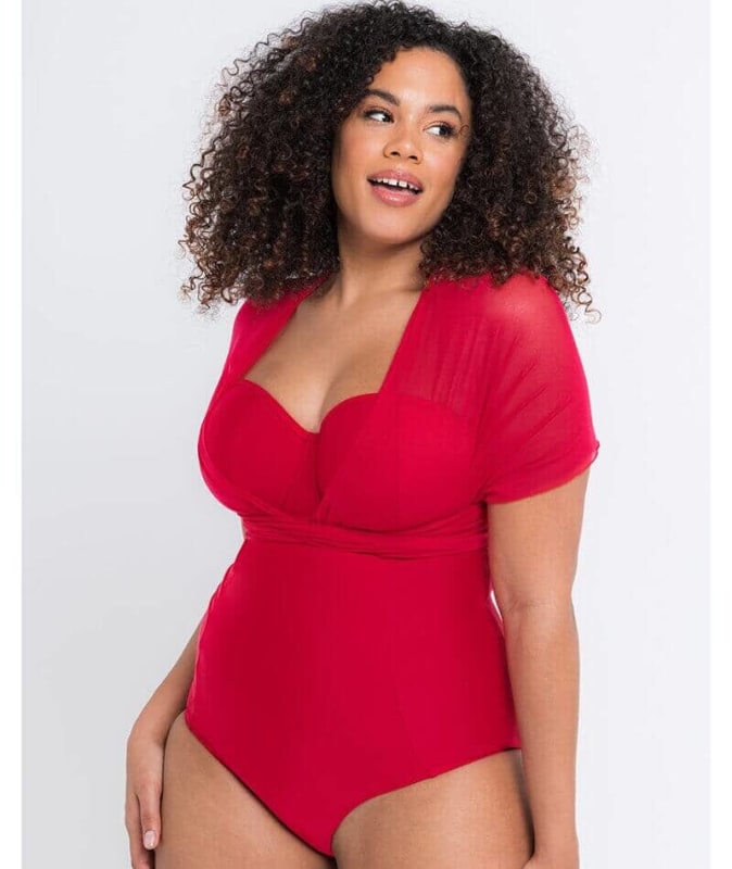Curvy Kate Wrapsody Bandeau One Piece Swimsuit - Red Swim