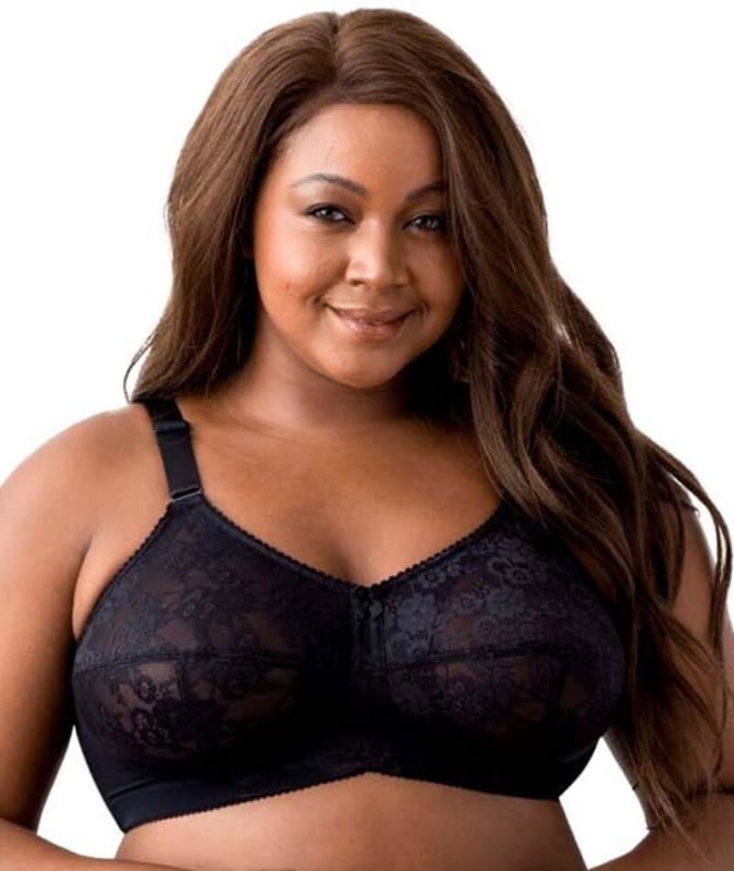 Elila Embroidered Lace Non-Underwired Bra - Black Bras 14D Black