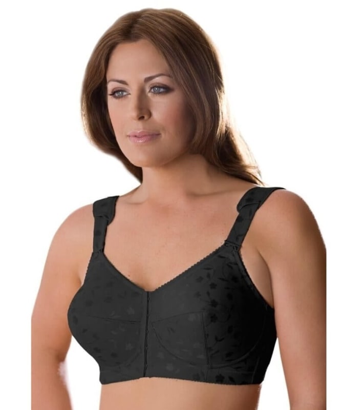 Elila Front Opening Non-Underwired Posture Bra - Black Bras 
