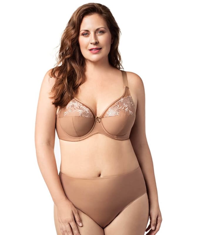 Elila Embroidered Microfiber Underwired Bra - Mocha Bras 
