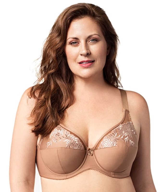 Elila Embroidered Microfiber Underwired Bra - Mocha Bras 14D Mocha