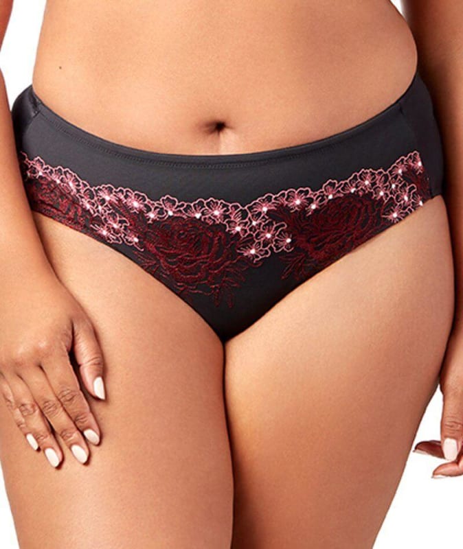 Elila Swiss Embroidery Microfiber Panty - Black Knickers