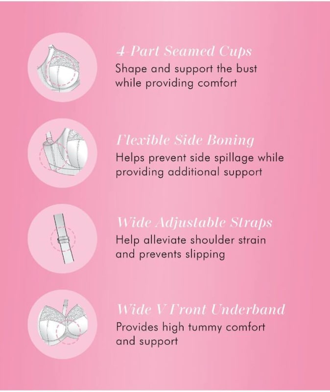 Exquisite Form Fully Soft Cup Bra With Embroidered Mesh - White Bras