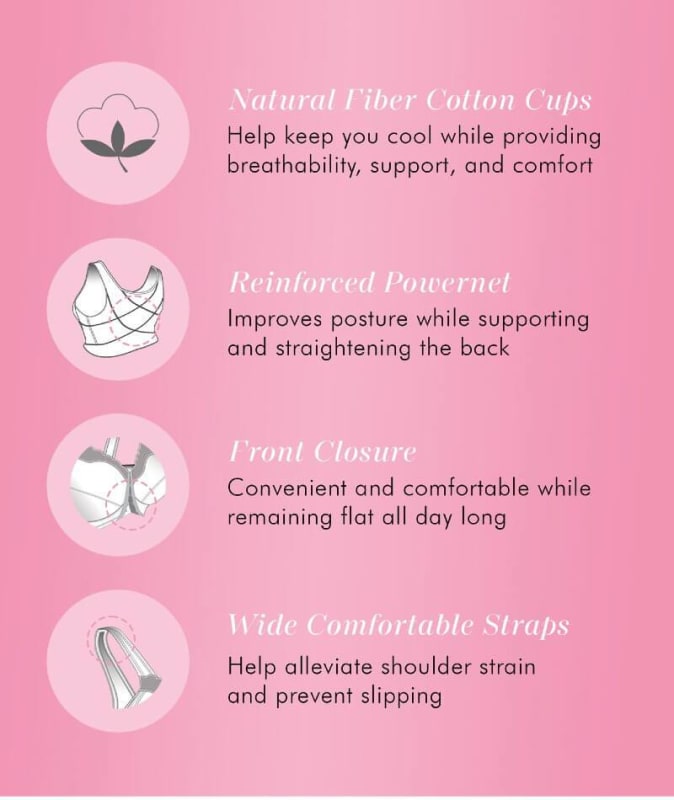 Exquisite Form Fully Front Close Cotton Posture Bra With Lace - White Bras 