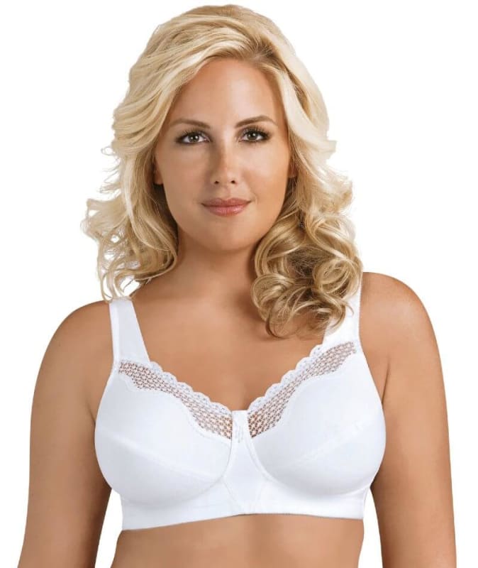 Exquisite Form Fully Cotton Soft Cup Bra With Lace - White Bras