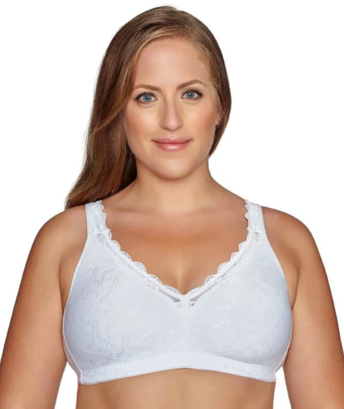 Exquisite Form Fully Comfort Lining Bra With Jacquard Lace - White Bras