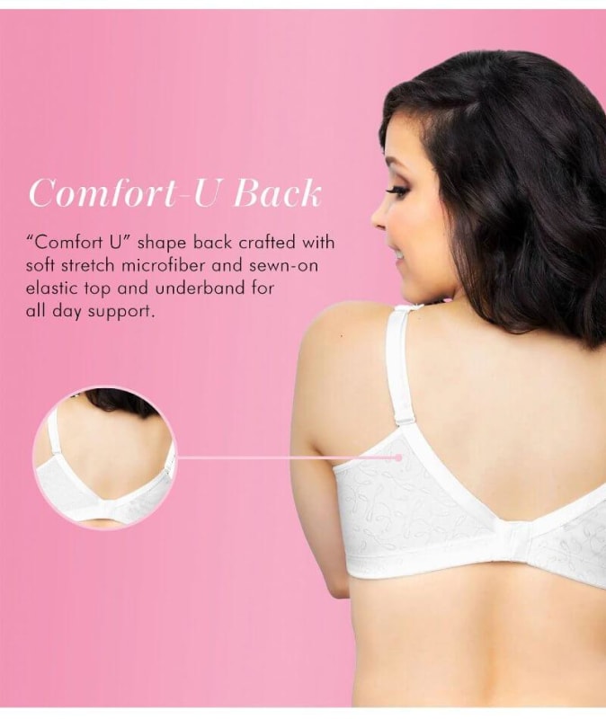 Exquisite Form Fully Comfort Lining Bra With Jacquard Lace - White Bras