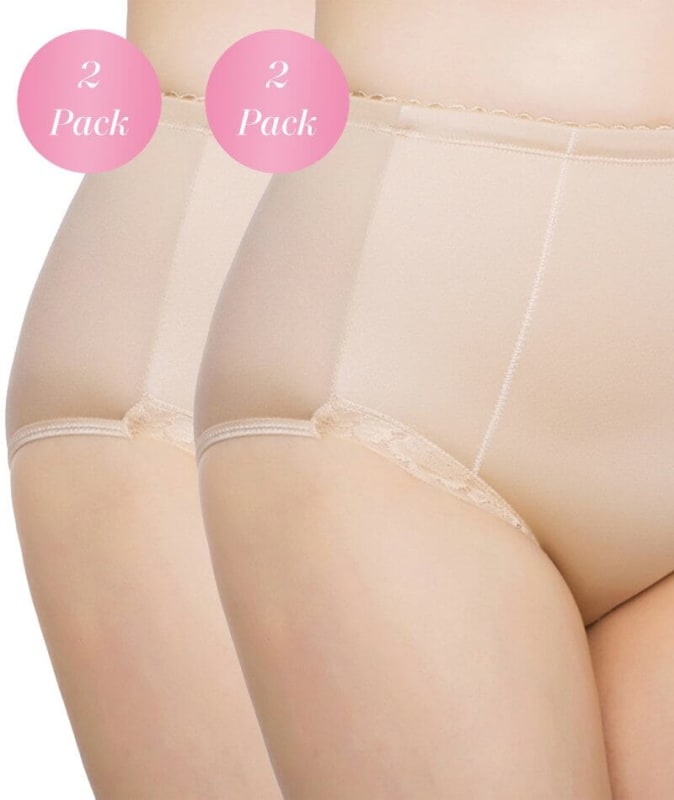 Exquisite Form Control Top Lace Shaping Brief 2 Pack - Nude Shapewear 