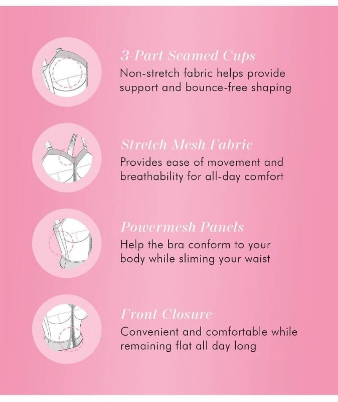 Exquisite Form Fully Front Close Longline Posture Bra - White Bras