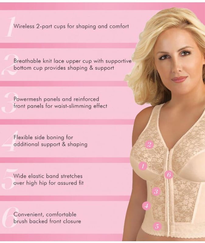 Exquisite Form Fully Front Close Longline Posture - Rose Beige Bras