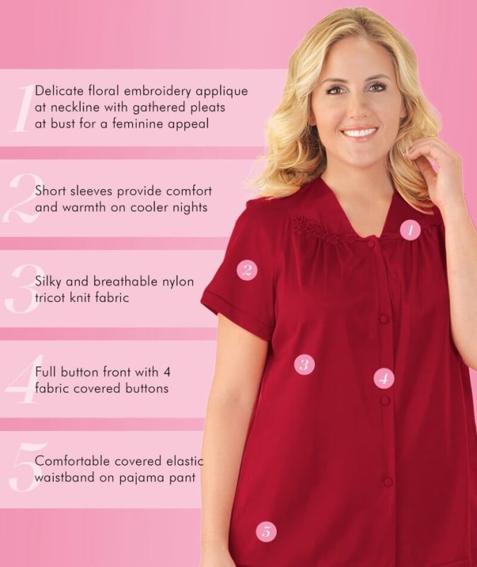 Exquisite Form Short Sleeve Pajamas Plus - Sangria Sleep / Lounge