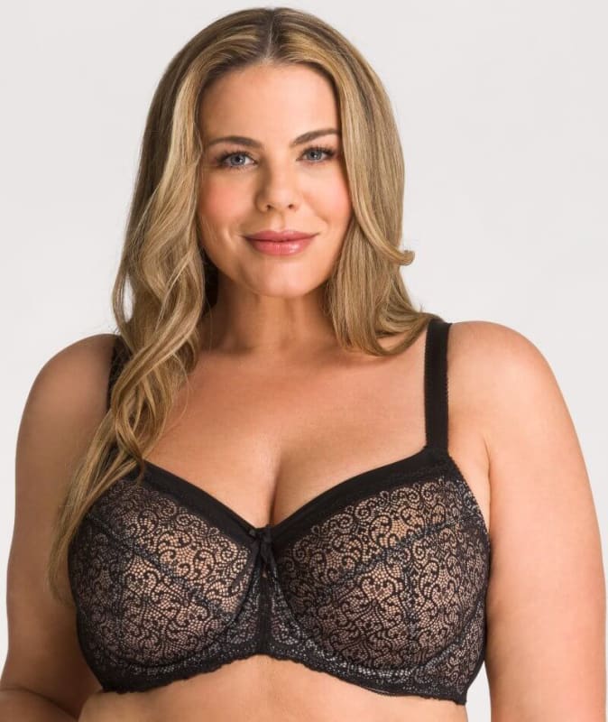 Fayreform Delicate Lace Underwire Bra - Black/Cream Tan Bras 10D