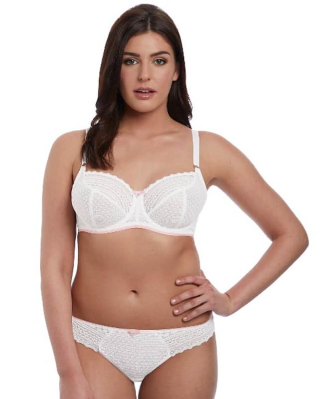 Freya Daisy Lace Underwire Balcony K Cup Bra - White Bras