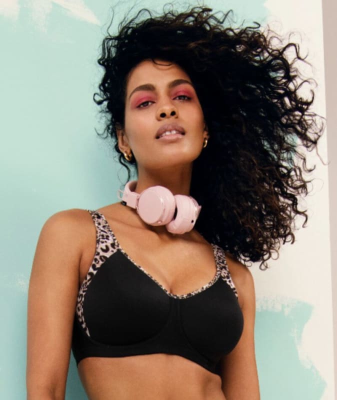 Freya Active Sonic Underwired Moulded Sports Bra - Pure Leopard Black Bras