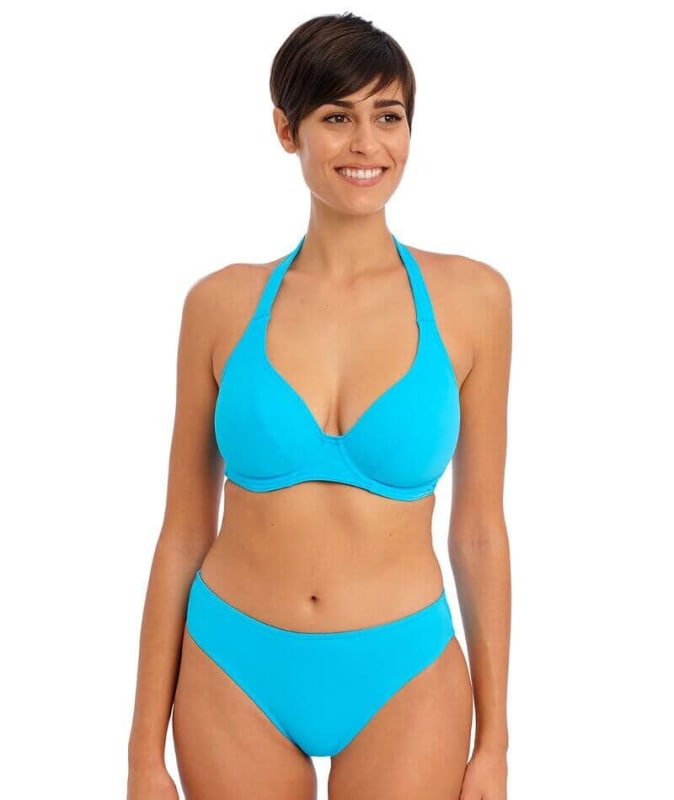 Freya Swim Jewel Cove Underwire Banded Halter Bikini Top - Plain Turquoise Swim