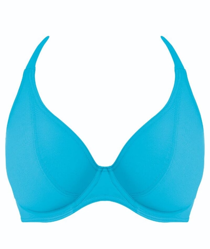 Freya Swim Jewel Cove Underwire Banded Halter Bikini Top - Plain Turquoise Swim 