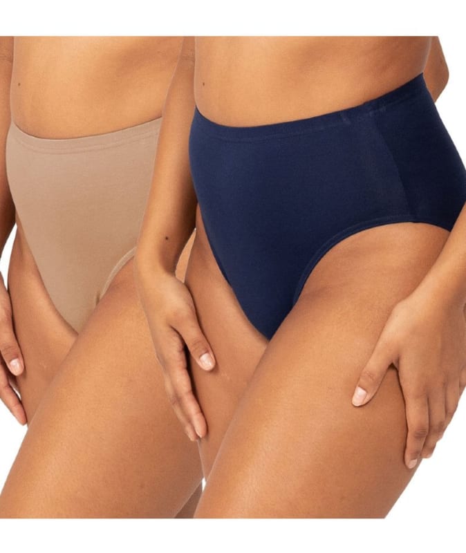 Sloggi Hikini 2 Pack Brief - Blusher Beige/Navy Knickers