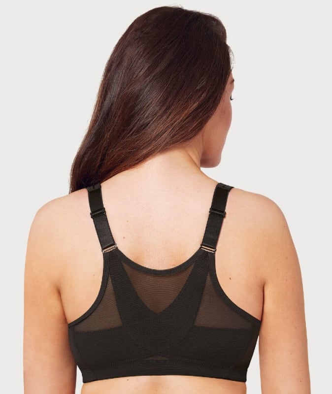 Glamorise MagicLift Front-Closure Posture Back Wire-free Bra - Black Bras 