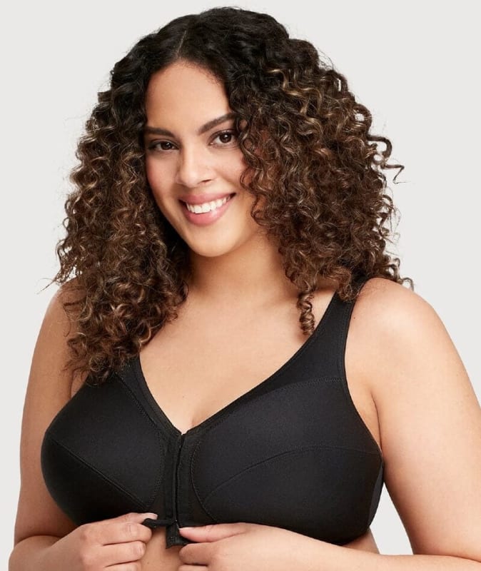 Glamorise MagicLift Front-Closure Posture Back Wire-free Bra - Black Bras