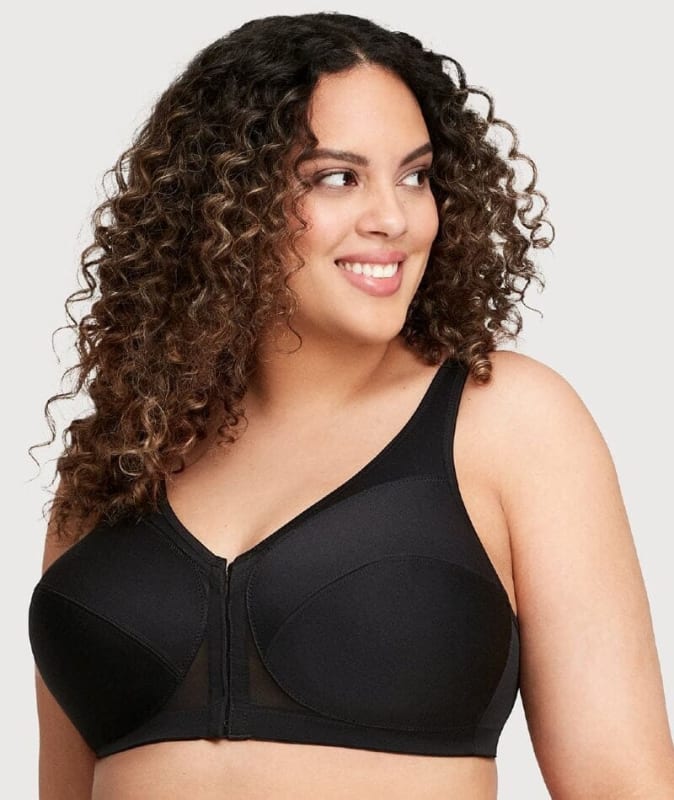 Glamorise MagicLift Front-Closure Posture Back Wire-free Bra - Black Bras 
