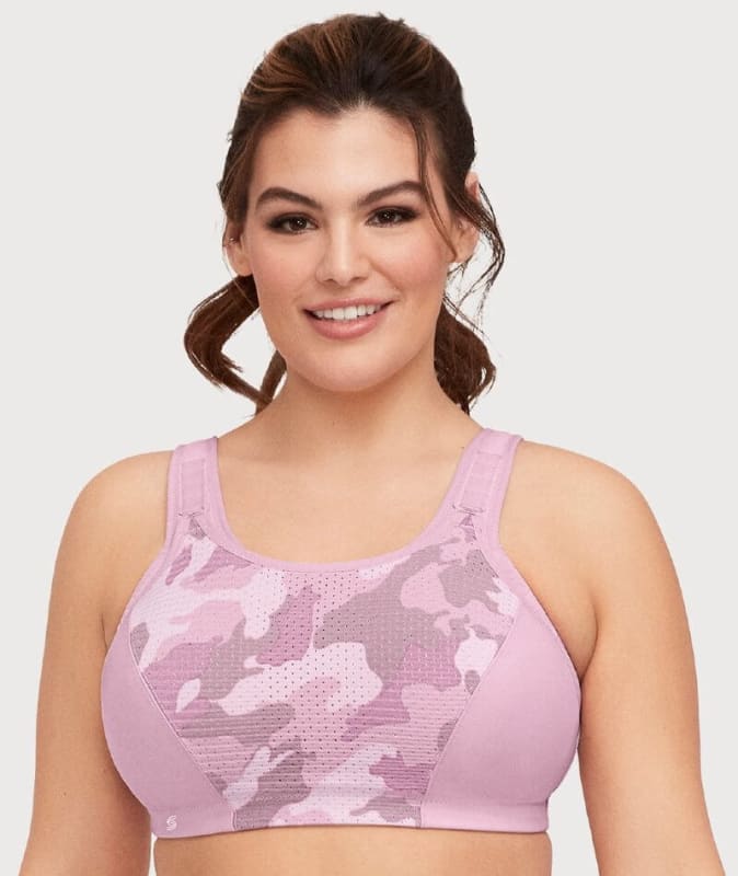 Glamorise Custom Control Sports Bra - Pink Camo Print Bras