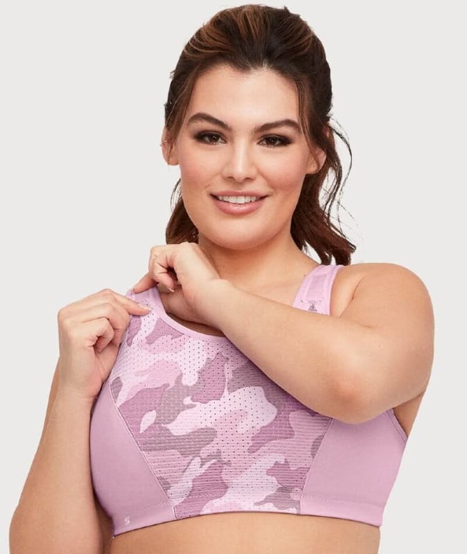 Glamorise Custom Control Sports Bra - Pink Camo Print Bras