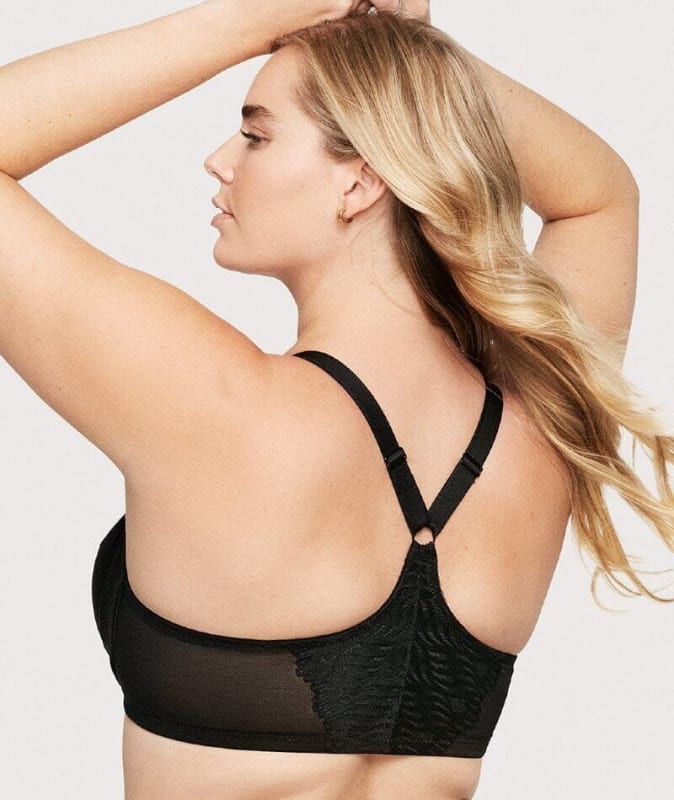 Glamorise Front-Closure T-Back WonderWire Bra - Black Bras 