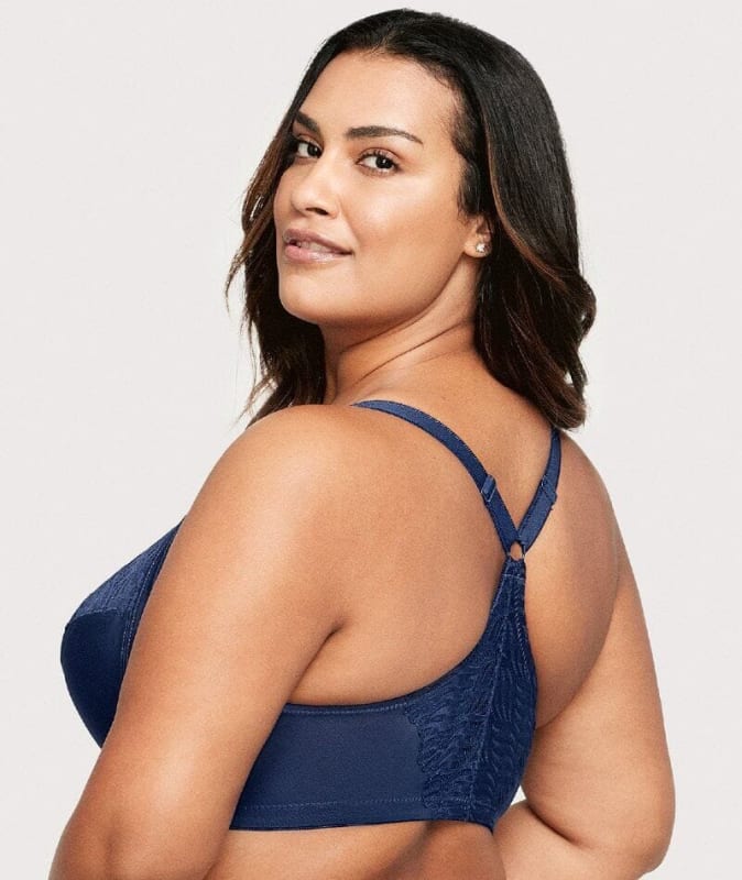 Glamorise Front-Closure T-Back WonderWire Bra - Blue Bras 