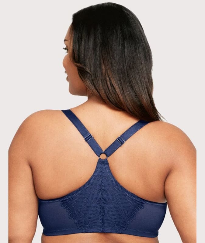 Glamorise Front-Closure T-Back WonderWire Bra - Blue Bras