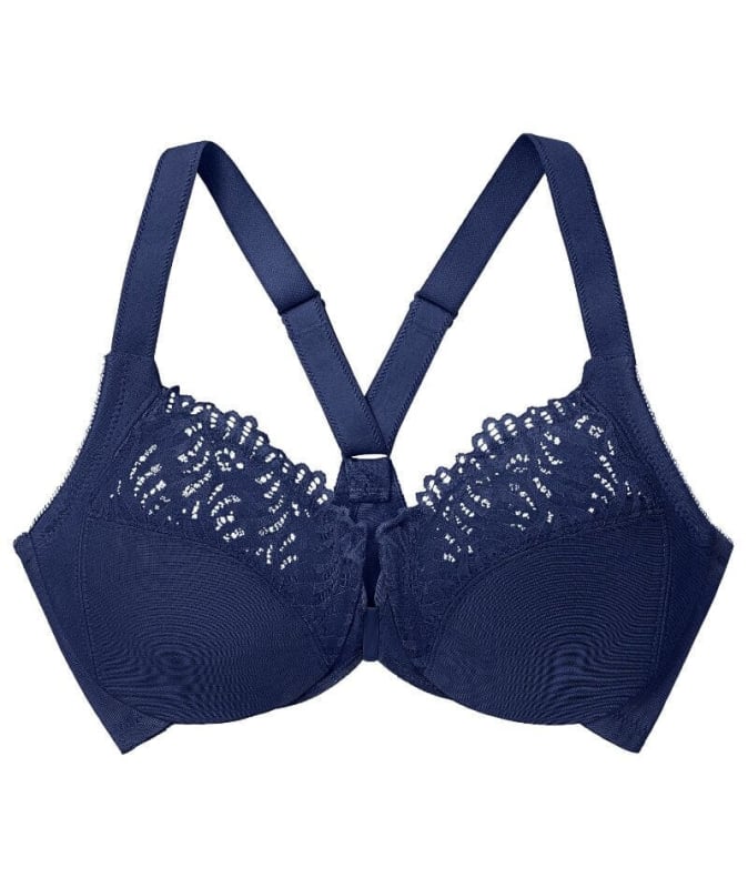 Glamorise Front-Closure T-Back WonderWire Bra - Blue Bras