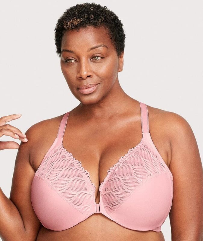 Glamorise Front-Closure T-Back WonderWire Bra - Blush Bras