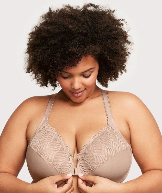 Glamorise Front-Closure T-Back WonderWire Bra - Cafe Bras 