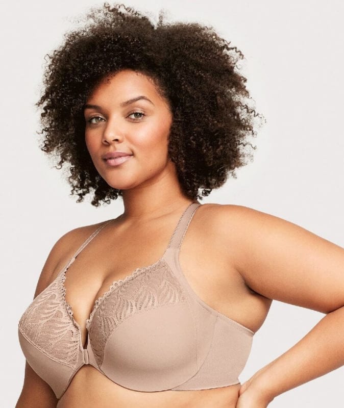 Glamorise Front-Closure T-Back WonderWire Bra - Cafe Bras