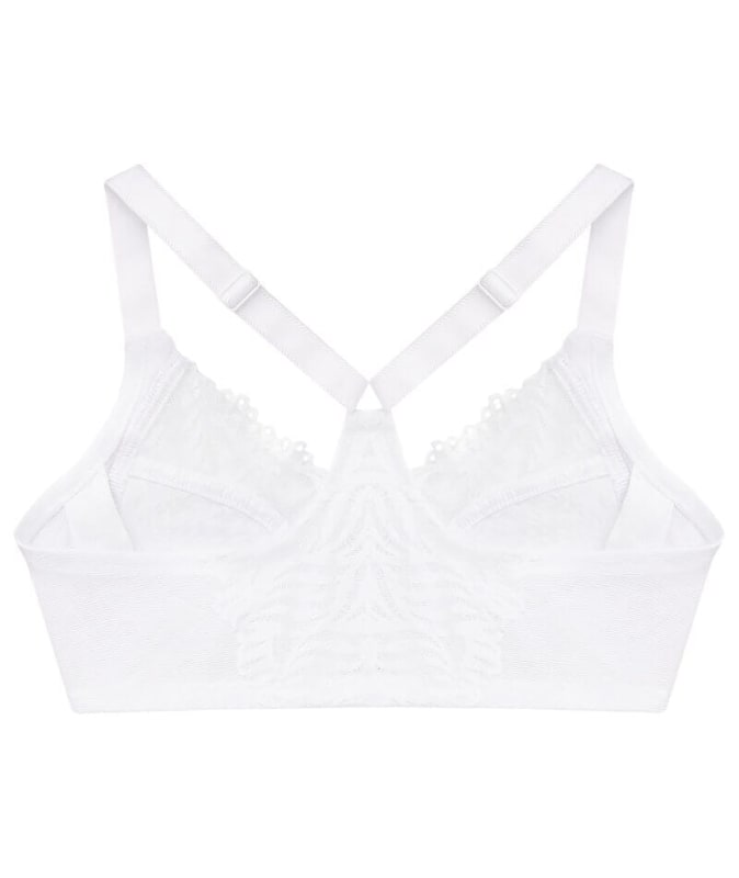 Glamorise Front-Closure T-Back WonderWire Bra - White Bras 